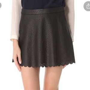 Club Monaco Black Scalloped Faux Leather Skirt 00